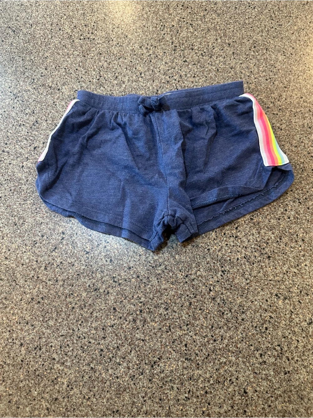 Navy Girls' Everyday Knit Shorts with Rainbow Side Stripe